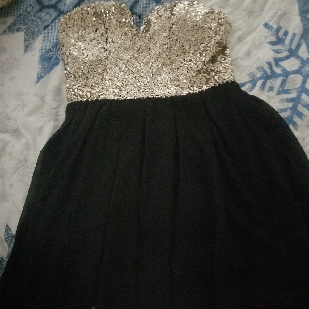 Xtaren Gold Bodice Mini Lined Party Dress. Sexy Flirty Sassy Holiday